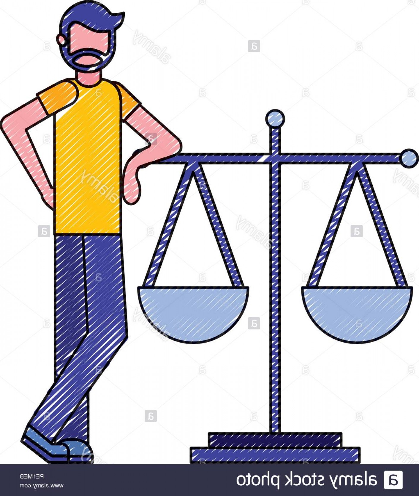 1411x1668 Businessman Standing With Scale Business Vector Illustration