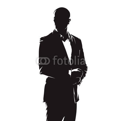 400x400 Business Man In Suit, Abstract Comics Ink Drawing, Isolated Vector