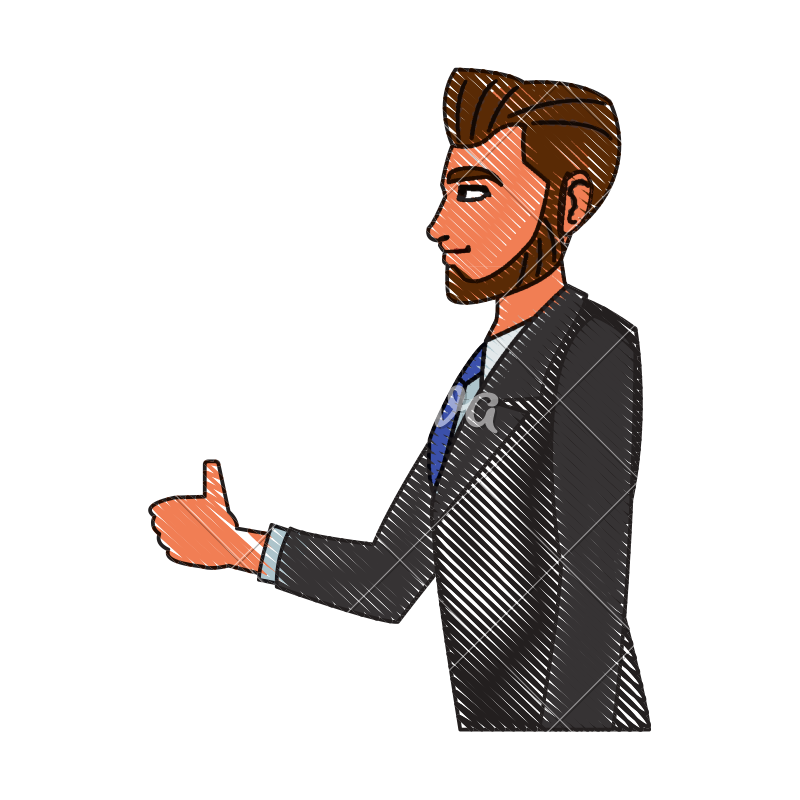 800x800 Drawing Character Business Man With Suit Profile