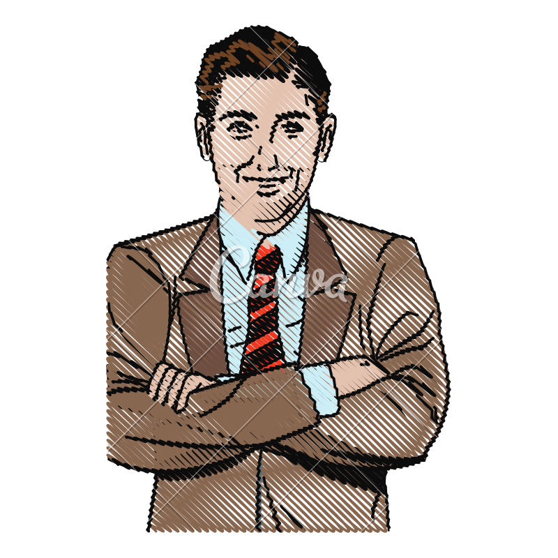 800x800 Drawing Pop Art Man Business Crossed Arms