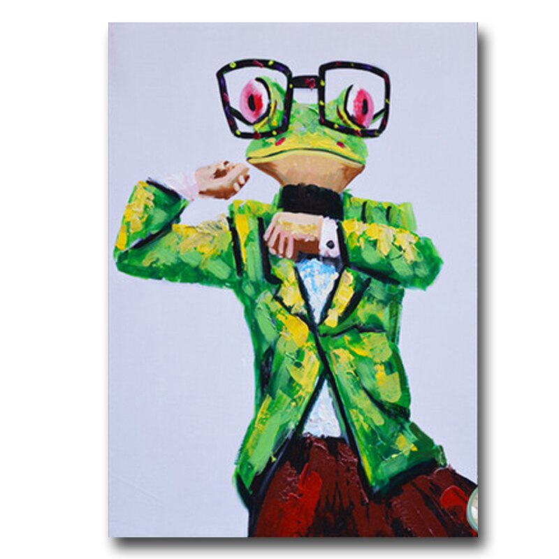 800x800 Hand Painted Oil Painting Business Suit Frog On Linen With Frame