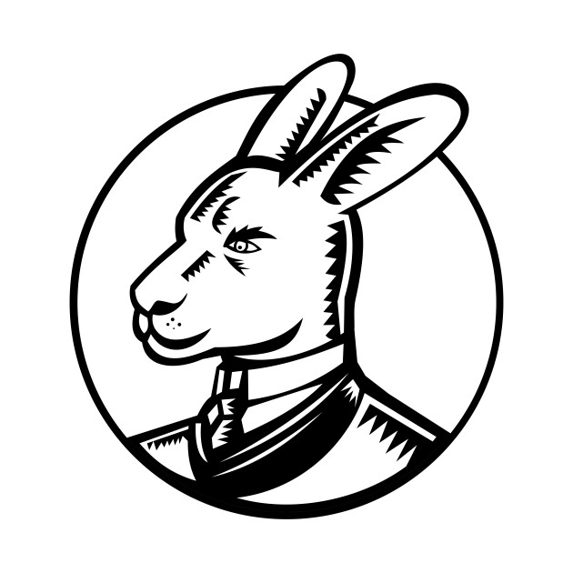 630x630 Kangaroo Wearing Business Suit Circle Woodcut