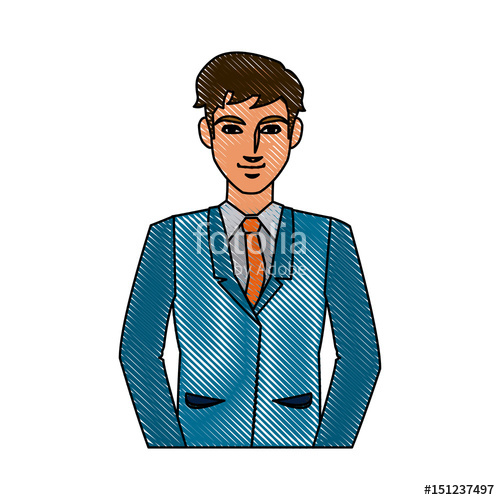 500x500 Drawing Character Business Man With Suit Vector Illustration