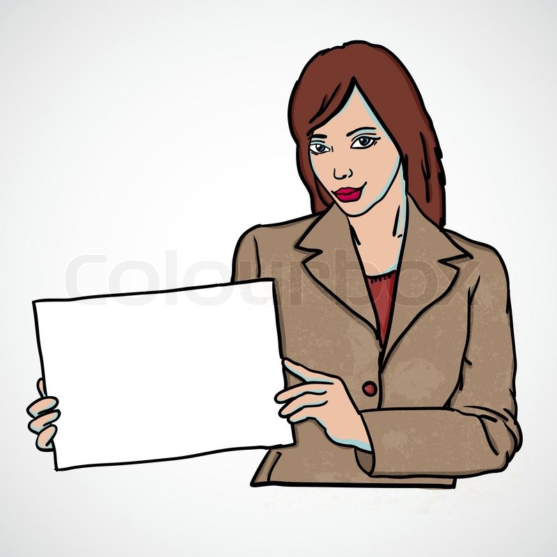 800x800 Business Woman Holding A Banner Stock Vector Colourbox