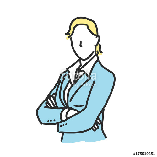 500x500 Business Woman Line Drawing Illustration In Various Poses Stock