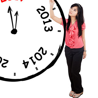 320x320 Businesswoman Drawing A Big Clock
