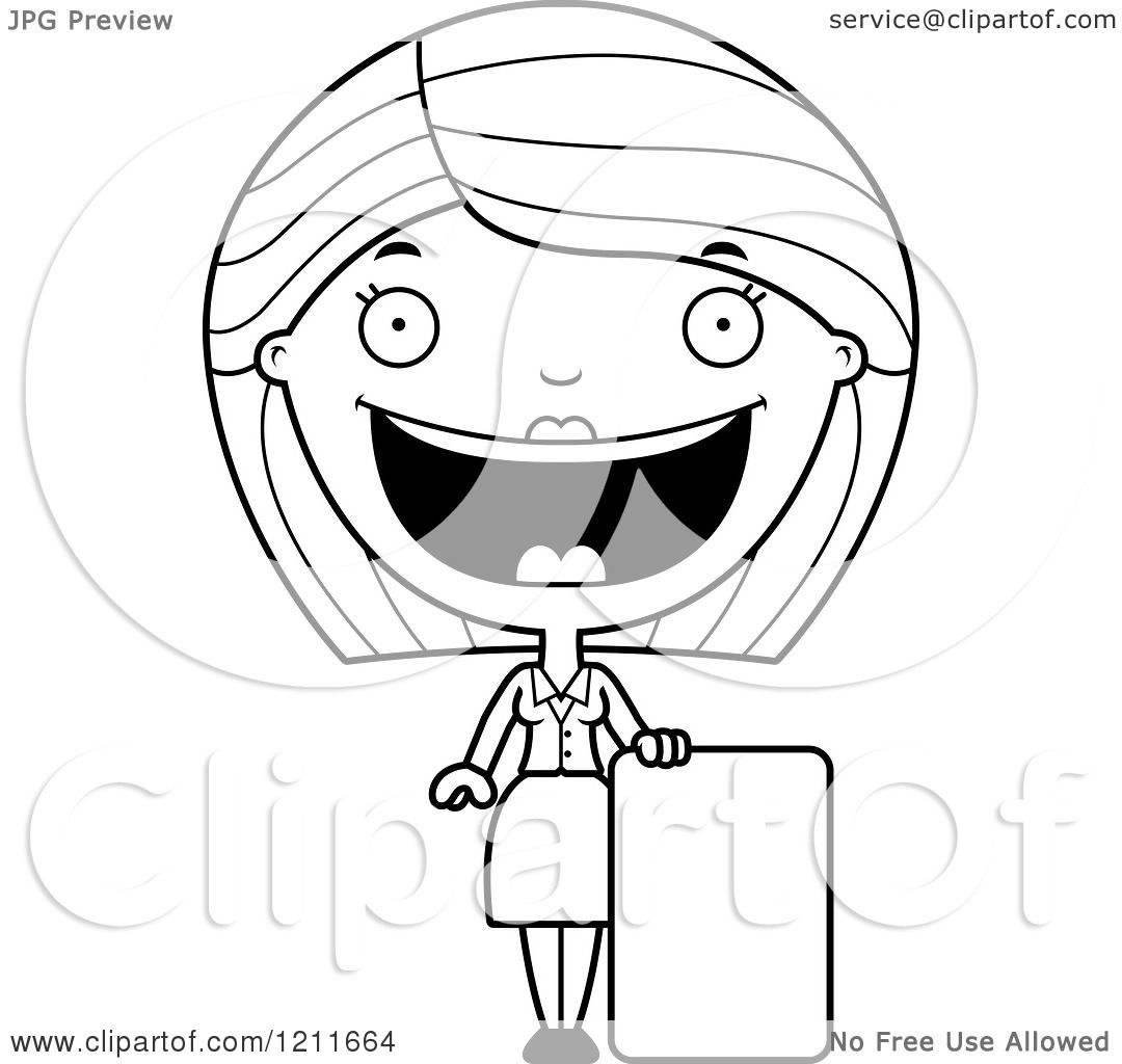 1080x1024 Cartoon Of A Black And White Happy Business Woman Standing