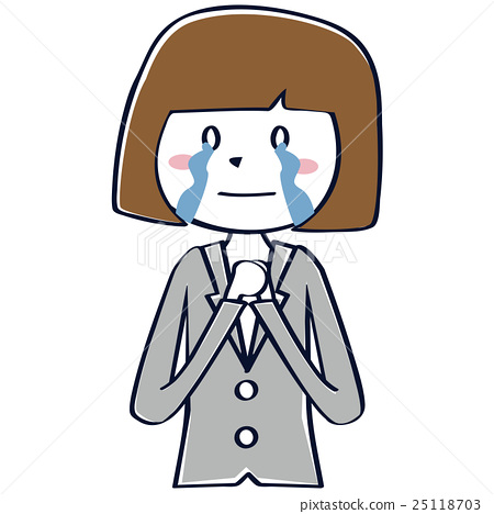 450x468 Cute Business Woman Line Drawing Crying Upper Body