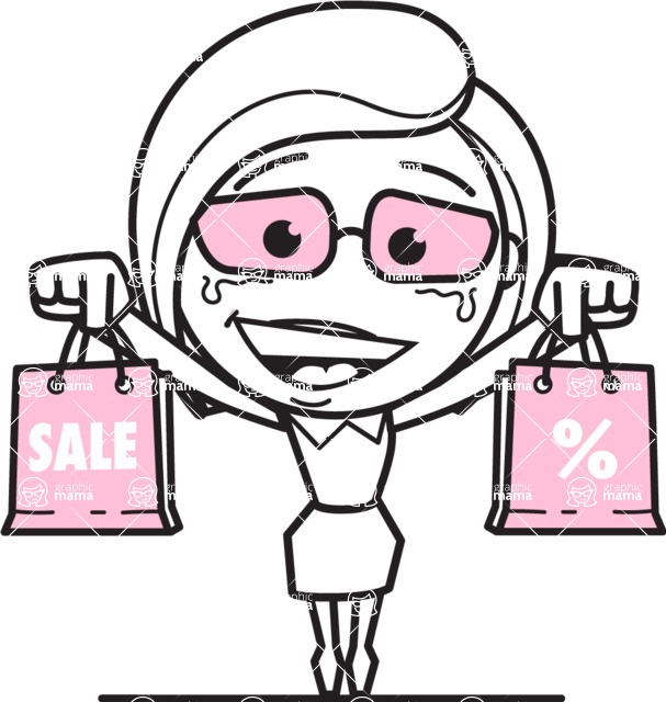 607x640 flat linear business woman cartoon vector character aka val