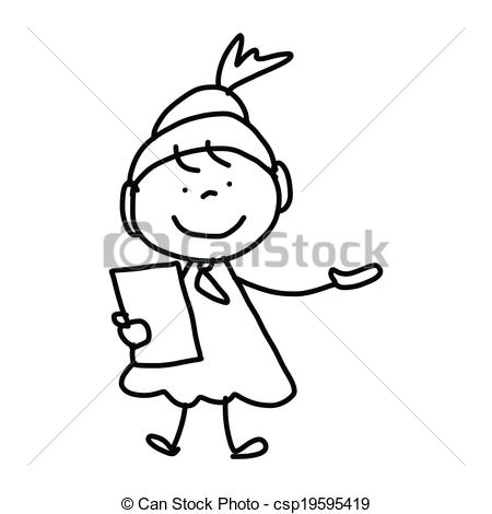 450x470 Hand Drawing Cartoon Concept Happy Business Woman Hand Drawing