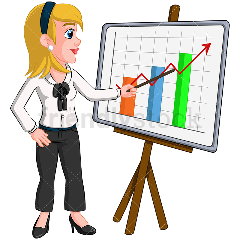 800x800 Business Woman Presentation Graph Vector Cartoon Clipart