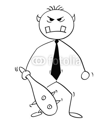 370x400 cartoon stick man drawing conceptual illustration of rude ogre