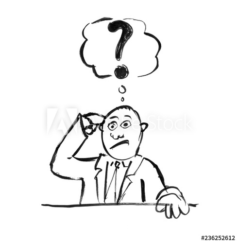 490x500 black brush and ink artistic rough hand drawing of confused