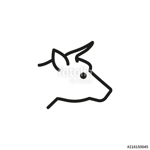500x500 beef line icon cow, livestock, butcher shop meat concept vector