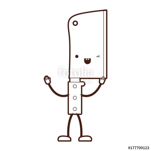 500x500 Butcher Knife Utensil Cartoon Brown Silhouette Stock Image