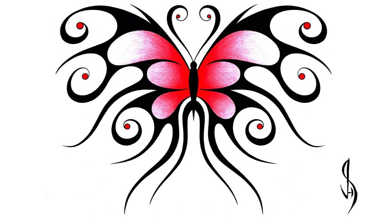 1280x720 How I Draw A Swirly Symmetrical Butterfly Design