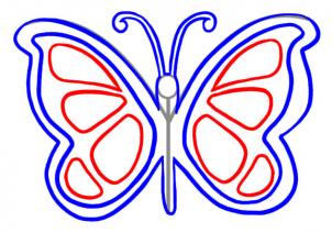 302x212 How To Draw A Simple Butterfly, Step