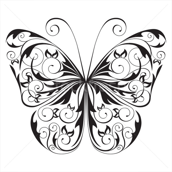 600x600 Butterfly Black Black And White Butterfly Vector Illustration