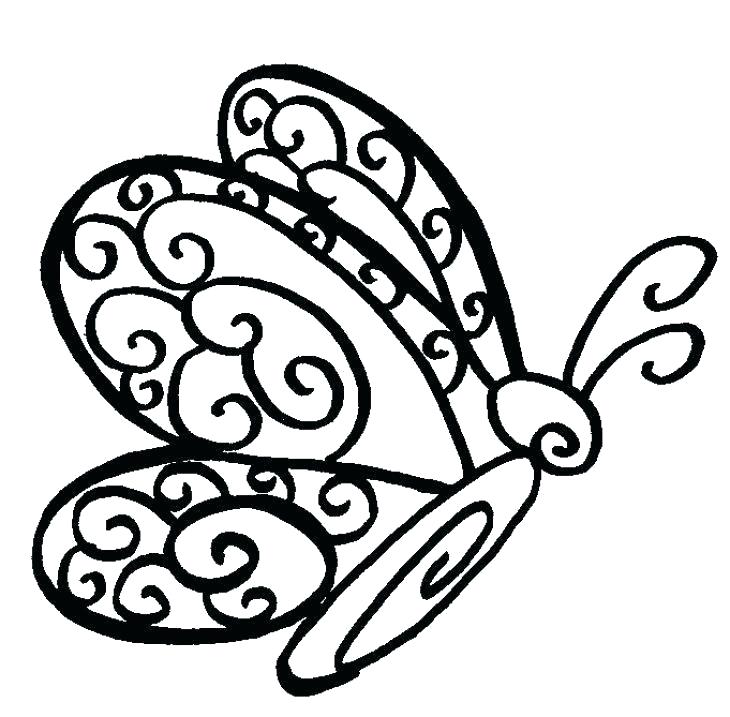 730x717 Butterfly Coloring Pages Simple Doodle