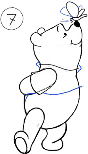 300x520 how to draw winnie the poo and butterfly with step