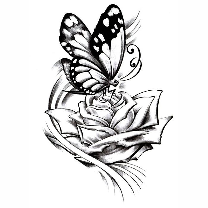 700x700 Inkotattoo Temporary Tattoo Butterfly Butterfly Rose