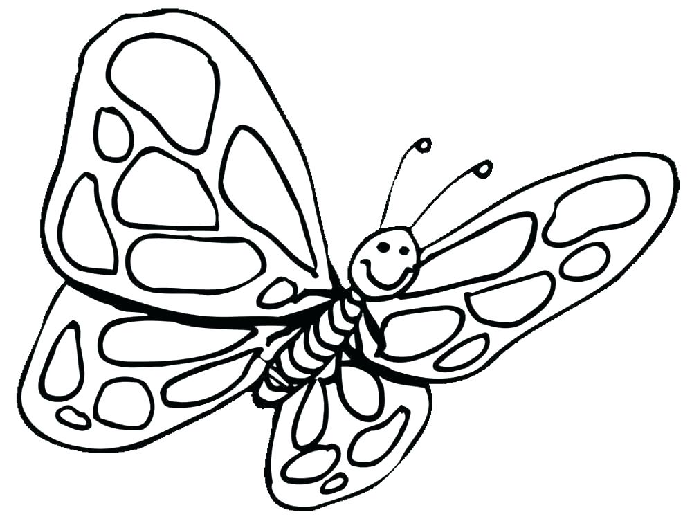 1000x750 Butterfly Coloring Template Pages For Toddlers Kindergarten Small