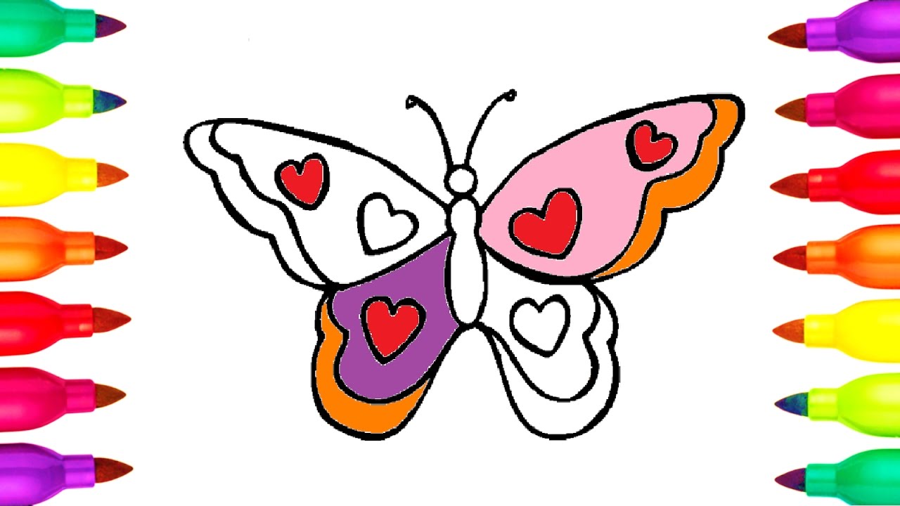 1280x720 Colours For Kids How To Draw And Colour A Butterfly Colouring