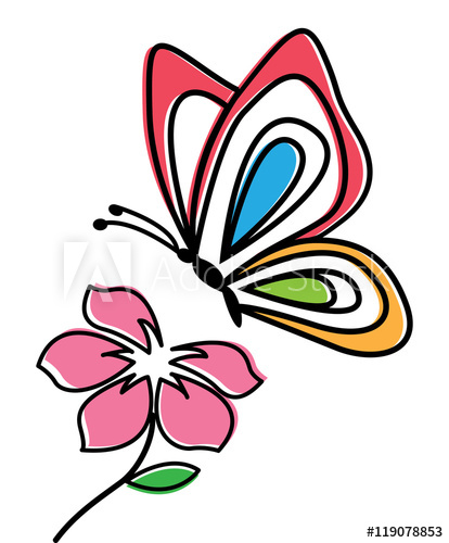 414x500 Illustration Of Drawing Butterfly And Flower