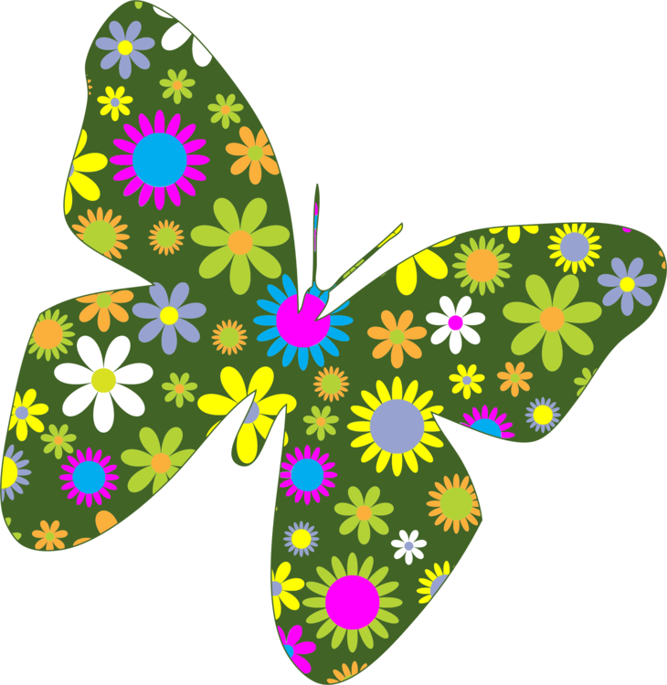 730x750 Butterfly Flower Drawing Download Cc0
