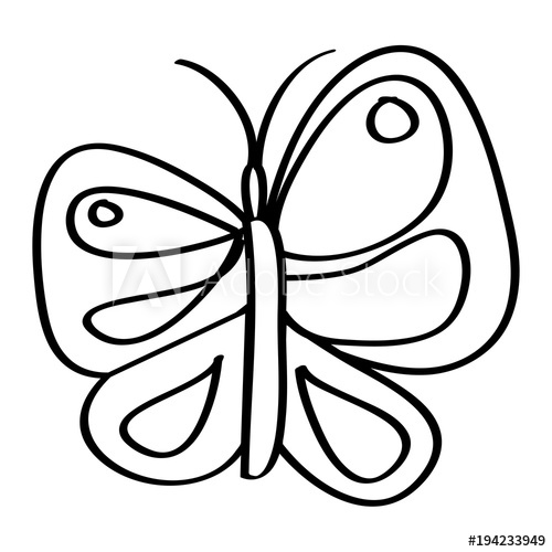 500x500 Cute Butterfly Flying Insect Nature Vector Illustration Outline