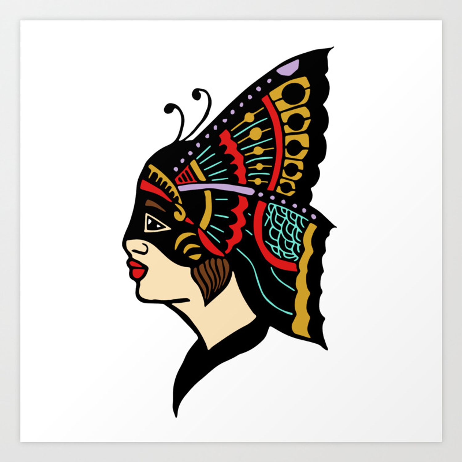 1500x1500 Butterfly Girl Art Print