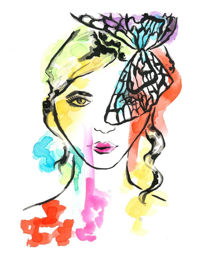794x1028 Watercolor Butterfly Girl Watercolor Illustration Fashion Etsy
