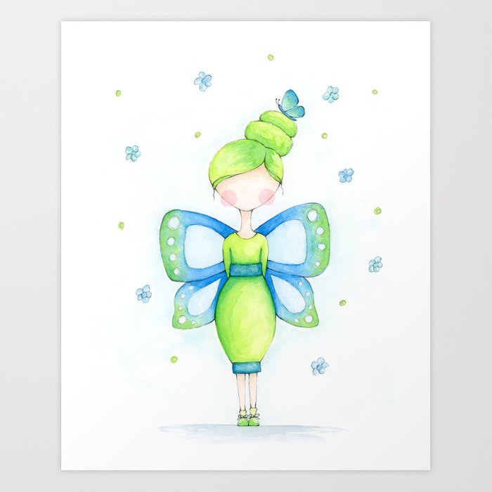 700x700 Butterfly Girl Art Print