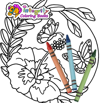350x350 Hibiscus Flower And Butterfly Coloring Sheet