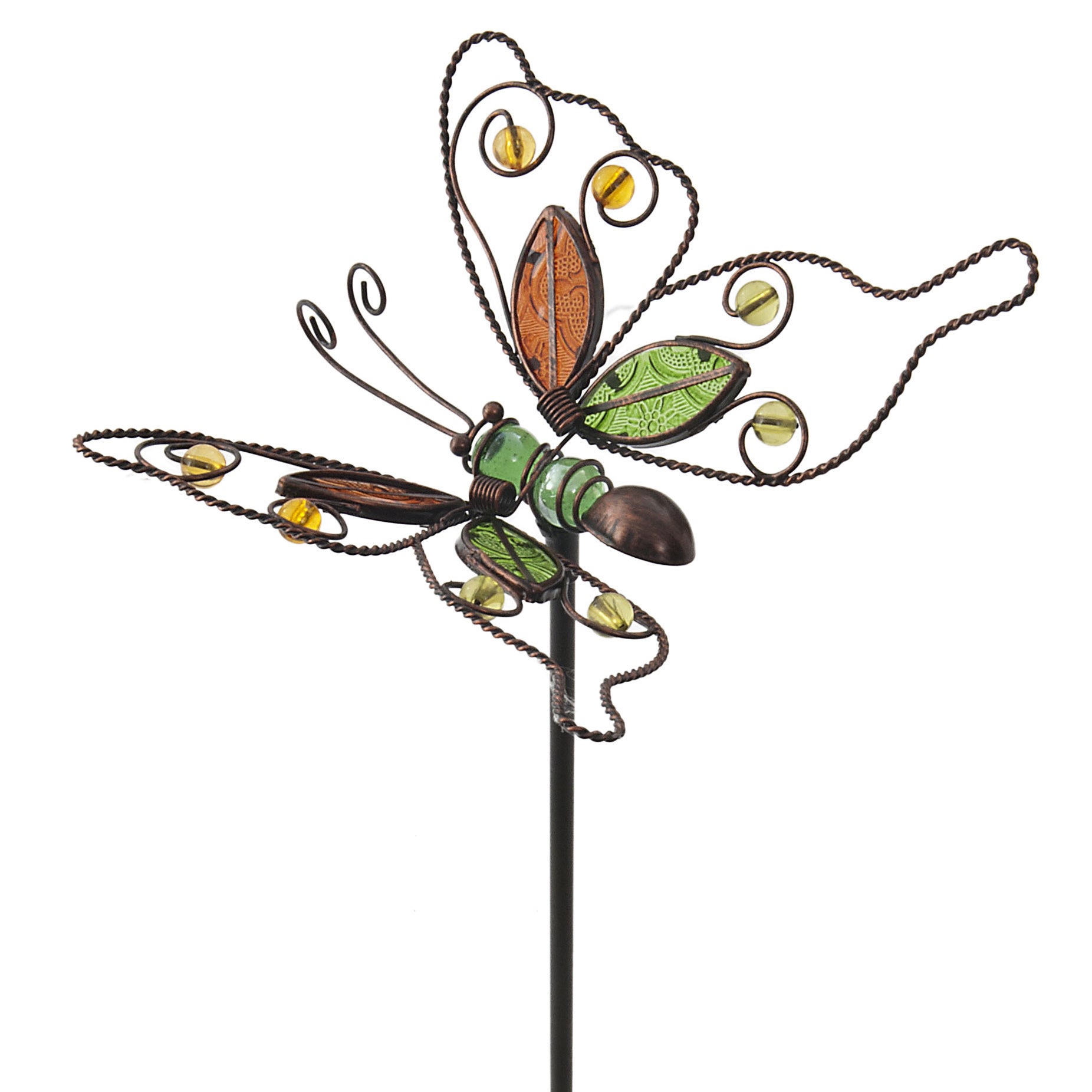 1852x1852 shop butterfly glass and iron red green garden stake