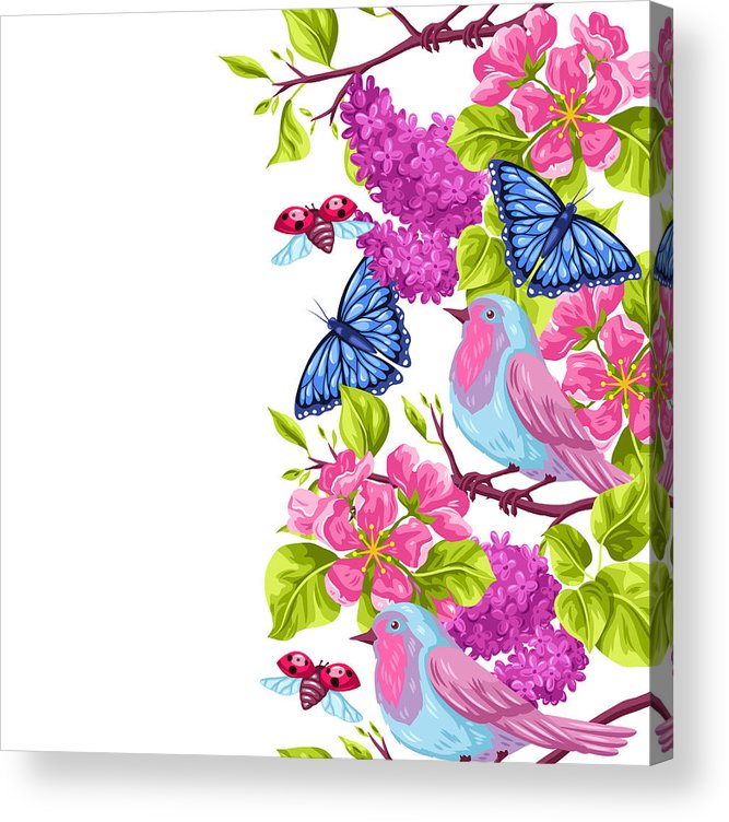 667x752 Spring Garden Seamless Pattern Natural Illustration With Blossom