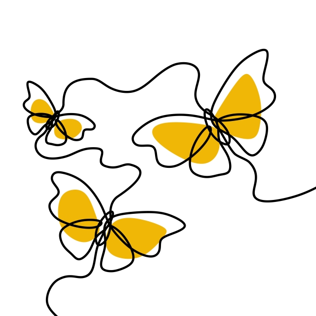 640x640 simple butterfly decorative continuous line drawing vector