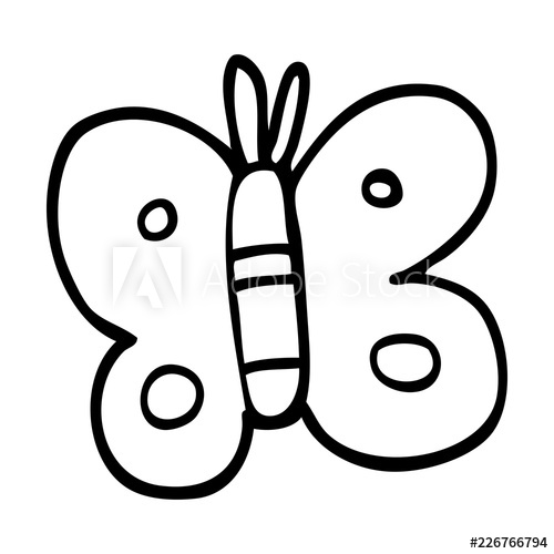 500x500 Line Drawing Cartoon Butterfly