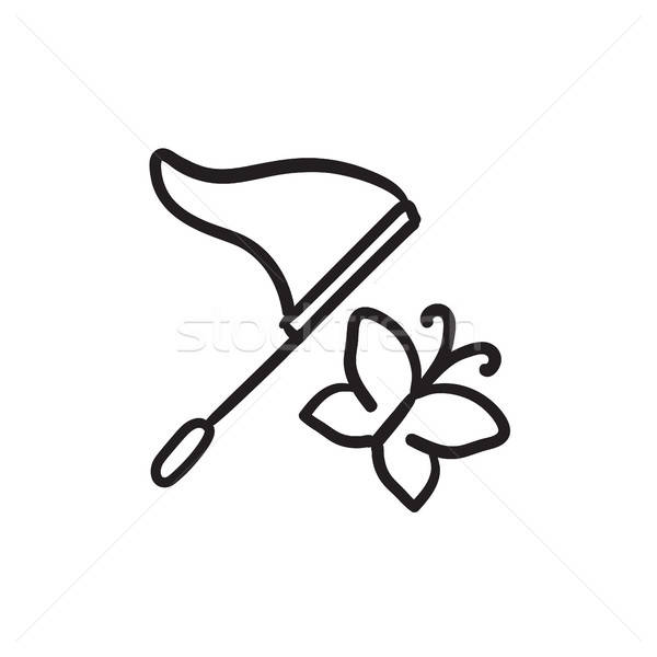 600x600 butterfly and net sketch icon vector illustration andrei