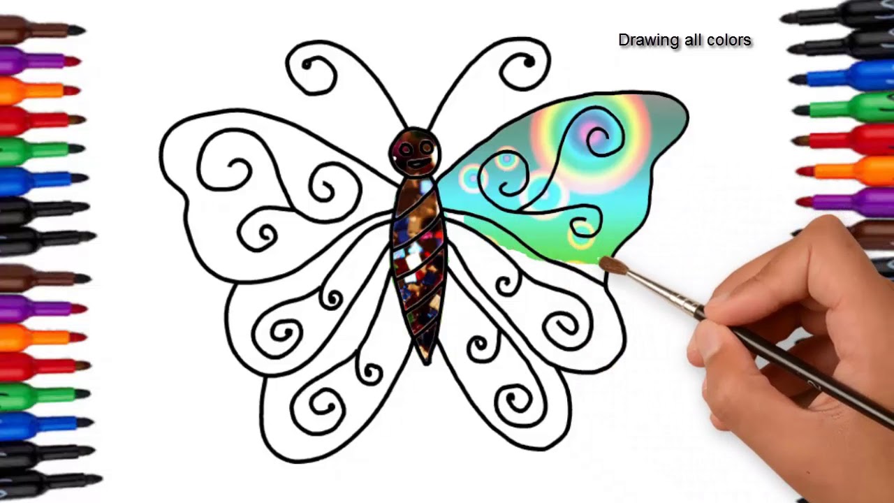 1280x720 How To Draw A Butterfly For Kids Butterfly Coloring Pages