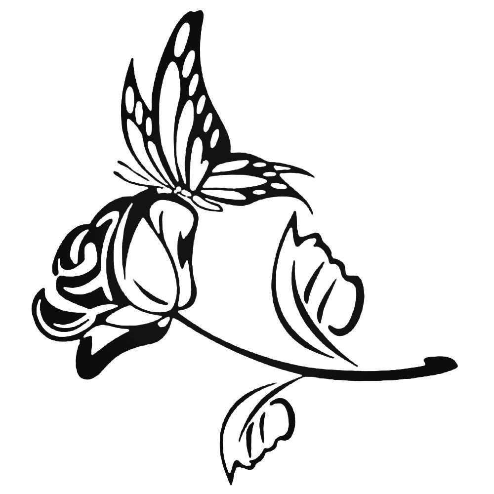 1000x1000 Butterfly And Rose Decal Sticker