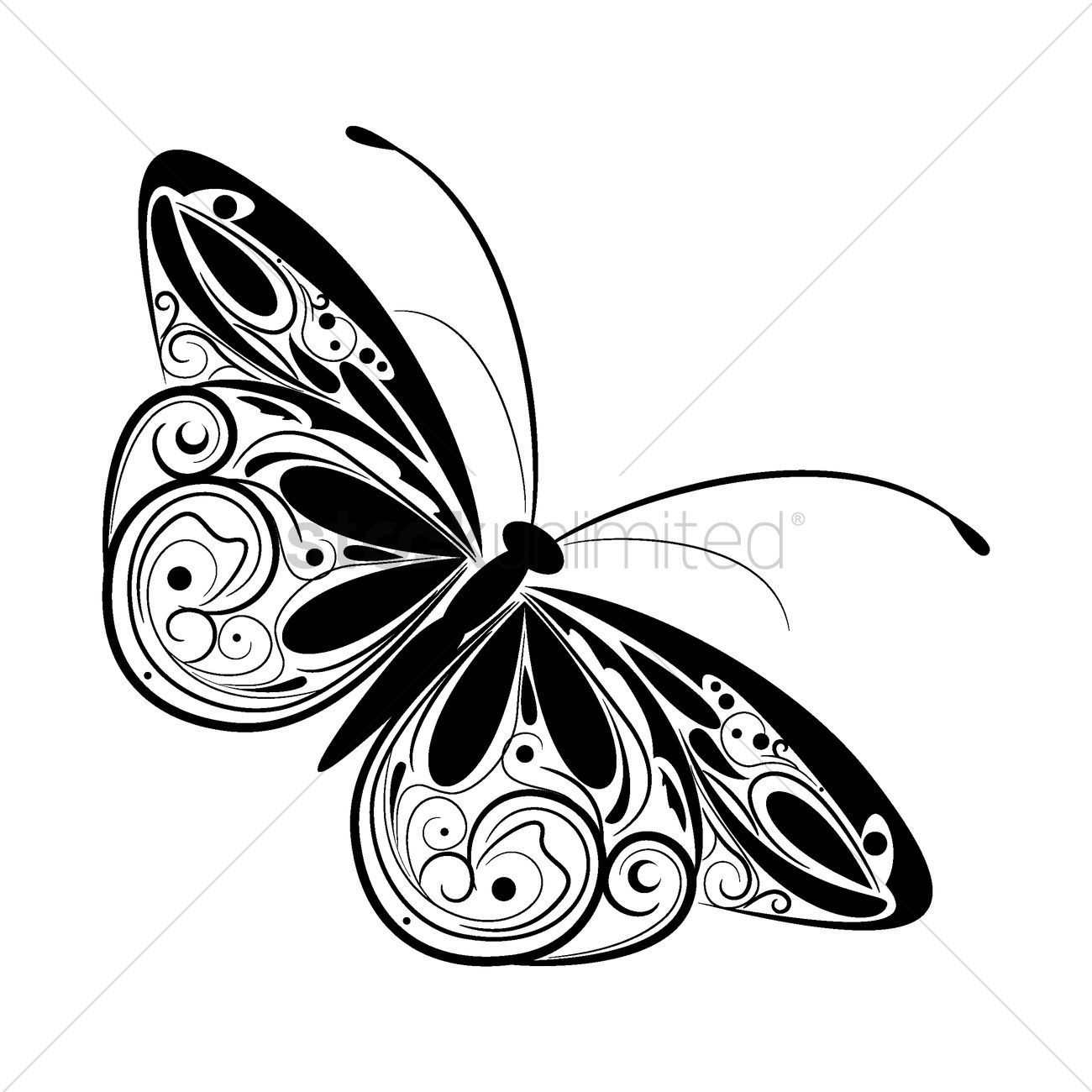 1300x1300 Butterfly Tattoo Design Vector Image
