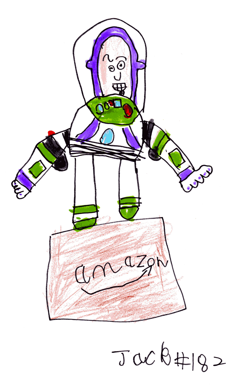 800x1306 buzz lightyear and a brown amazon box for mark zieg jack draws
