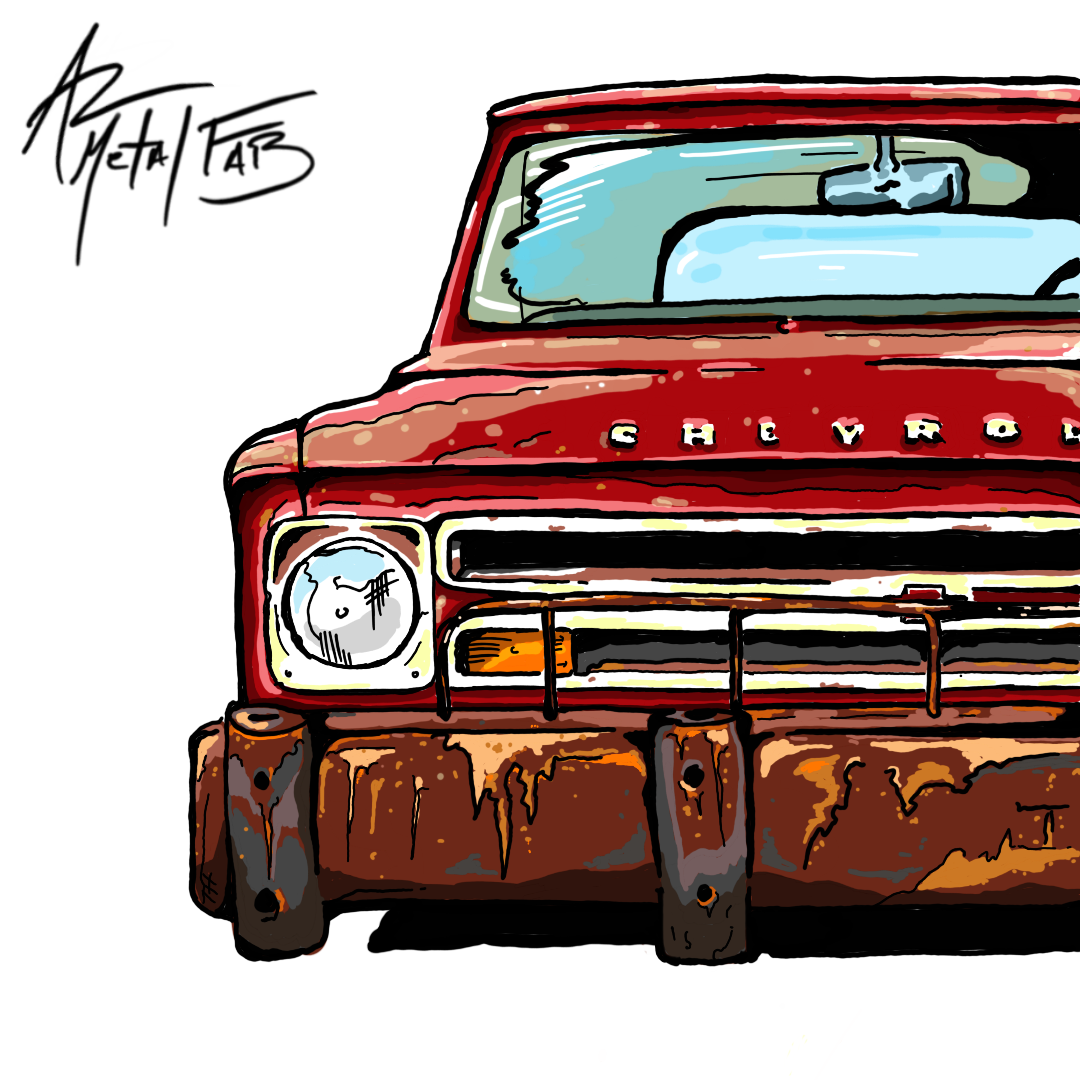 1080x1080 Hand Drawn Shop Truck For Atomic Armadillo Metal Fab! I Love