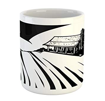 355x341 lunarable log cabin mug, monochrome wooden cabin