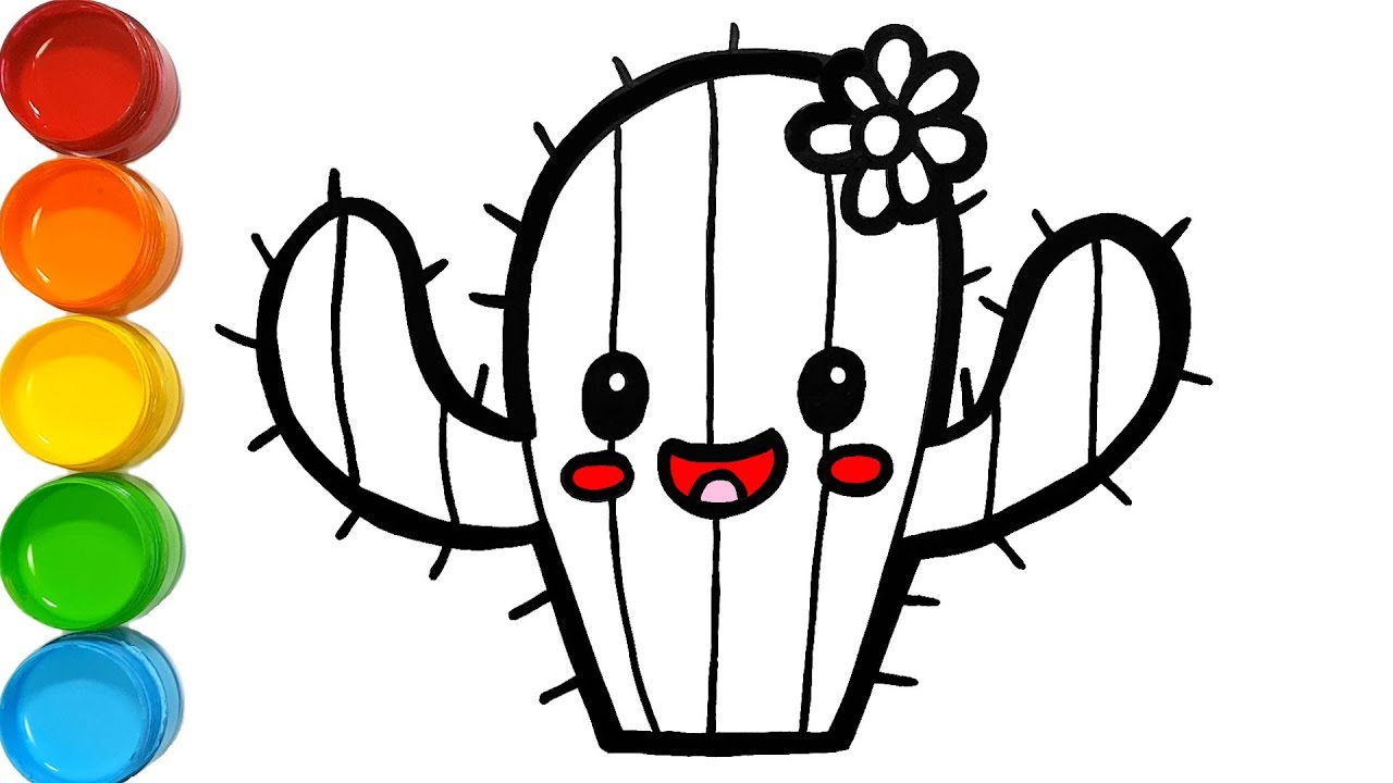 1280x720 Cute Cactus Coloring And Drawing Learn Colors For Kids Jolly Toy