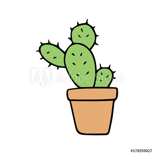 500x500 Cute Little Cacti In Orange Or Beige Plant Pot Vector