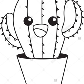 336x336 Cactus Drawing Png Tutorial A Step Cute Black And White Clip Art