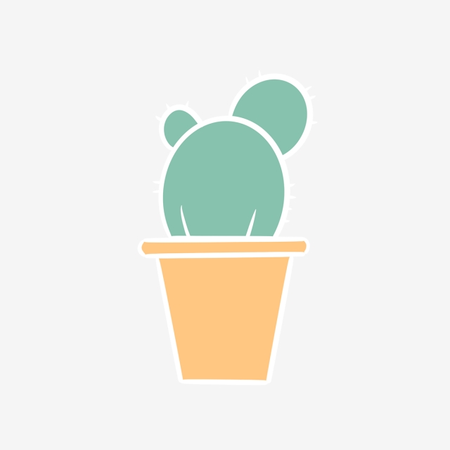 640x640 Hand Drawn Cute Simple Cactus, Drawing, Pot, Nature Png Clipart