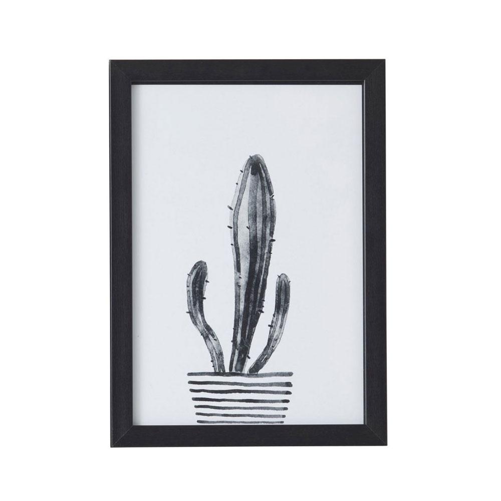 1000x1000 Emporium Prickly Cactus Small Framed Black White Wall Decor
